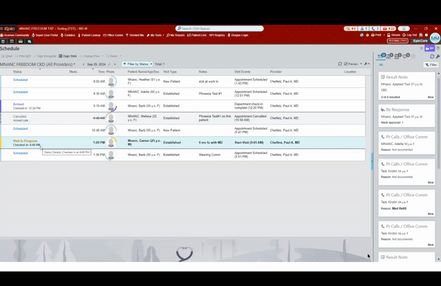 Epic workflow - clicking through patient charts manually